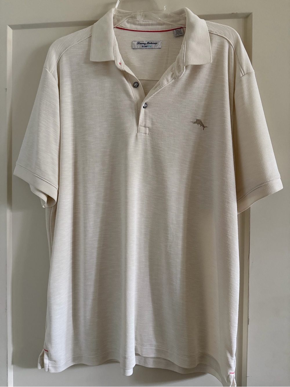 Tommy Bahama Men's Ivory Polo with Subtle Embroidery